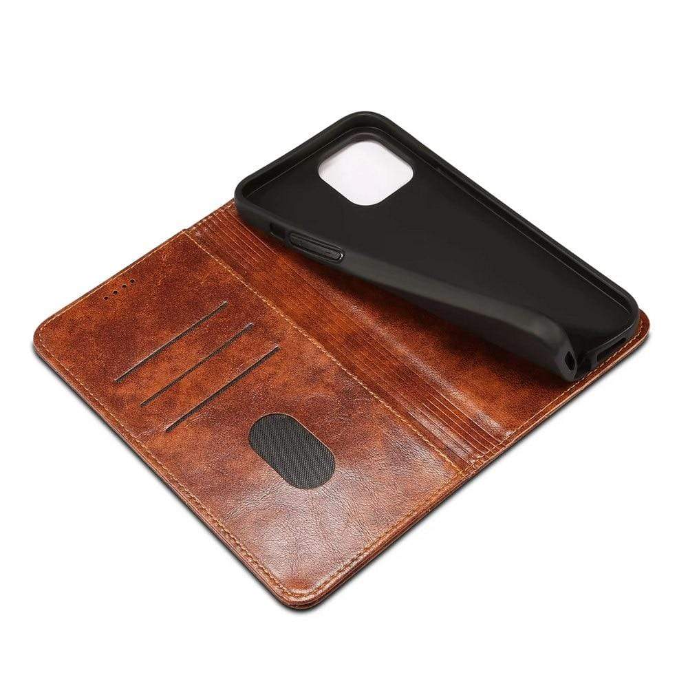 Flip Cover Echtleder Brieftaschenhülle für iPhone 12