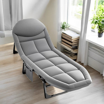 Klappbett mit eingebautem Kissen und Seitentasche