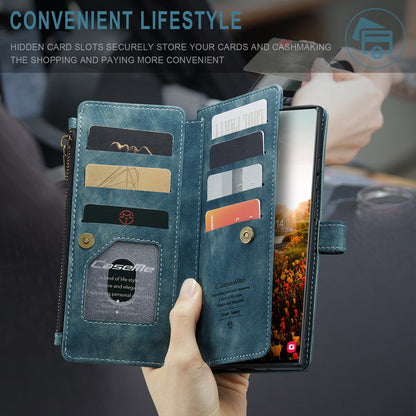 Reißverschluss-Leder-Brieftaschenhülle für Samsung Galaxy