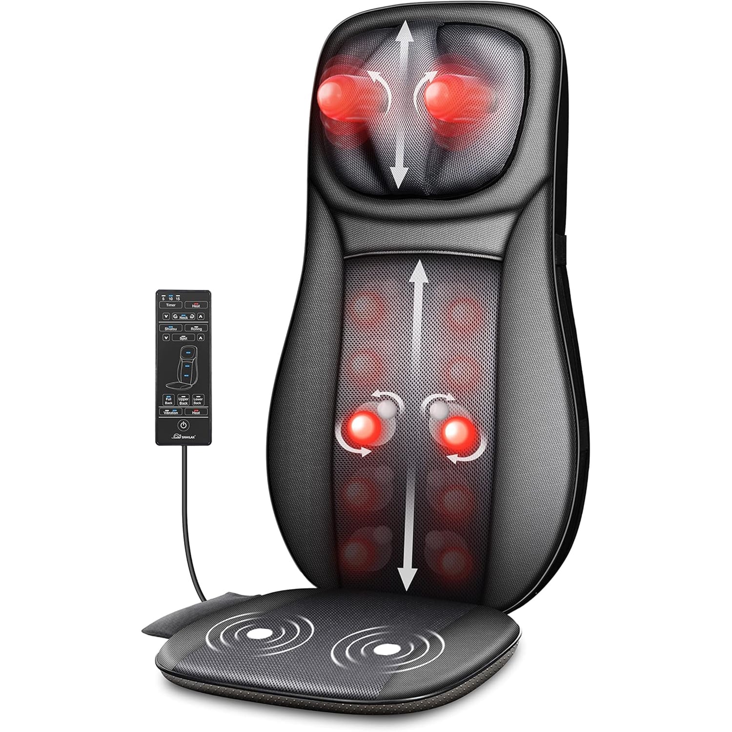 Zelara© Premium Shiatsu Rückenmassager für Stuhl mit Wärme [1 Jahr Garantie]