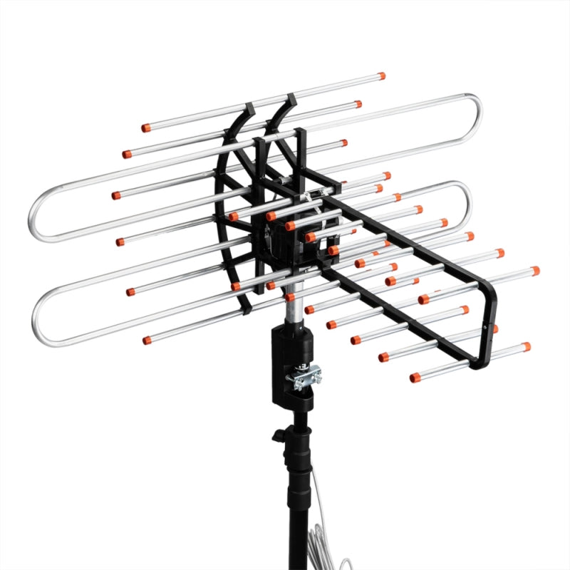 Outdoor-TV-Antenne 500+ Meilen Reichweite mit 360° Motor, Dual-TV-Ausgang &amp; FM Radio