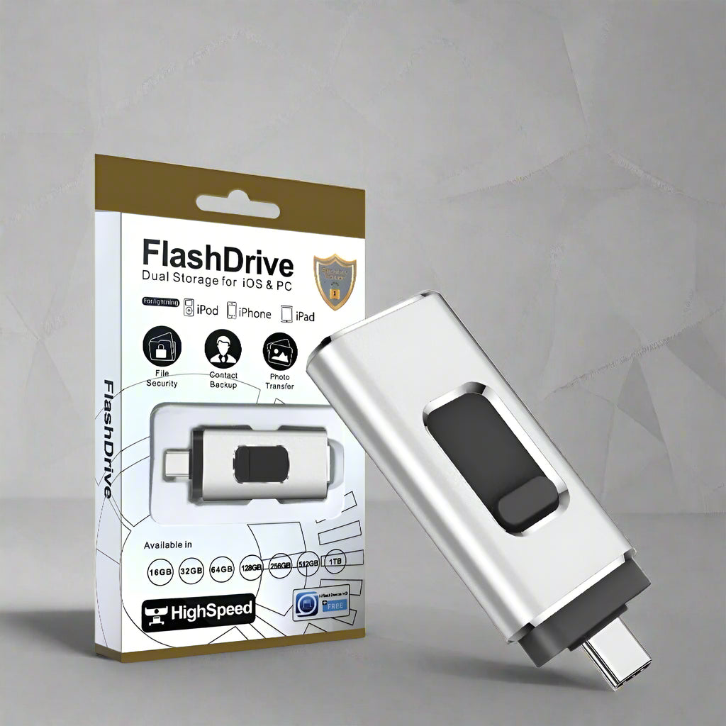 Telefon Speicher Speicherstick – 4-in-1 USB Flash-Laufwerk mit Lightning, USB-C, Micro-USB &amp; USB 3.0 für schnelle Datenübertragung &amp; Backup auf Handys &amp; Laptops