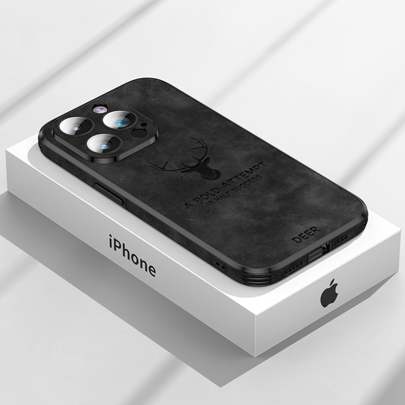 Luxus iPhone Hülle aus Wildleder - Stoßfest &amp; Stilvoll