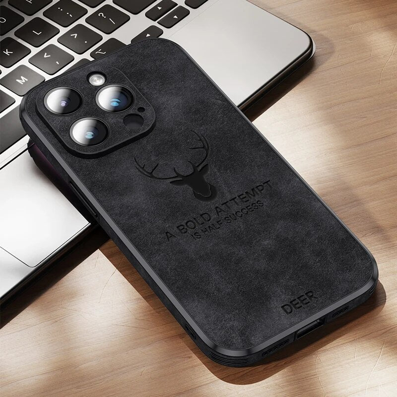 Luxus iPhone Hülle aus Wildleder - Stoßfest &amp; Stilvoll