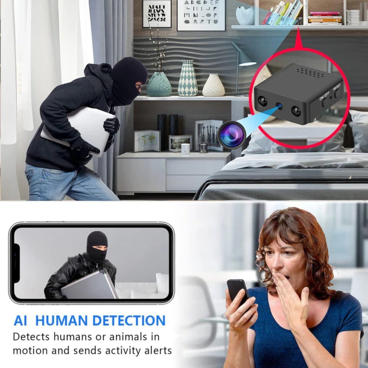 Kamera Micro HD mit WiFi und Audio – Kompakte Sicherheit mit Nachtsicht – StealthView