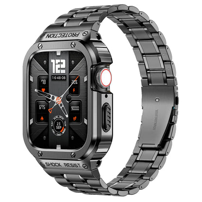 LUX7009 Edelstahl Uhrenarmband mit Etui für Apple Watch