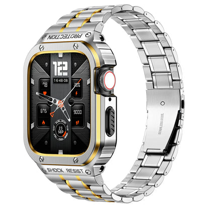 LUX7009 Edelstahl Uhrenarmband mit Etui für Apple Watch