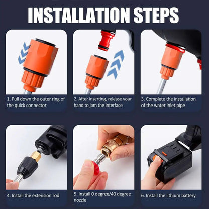 Tragbares Hochdruck-Reinigungsgerät kabellos – Mobiler Wassersprüher mit 12.000 U/min Motor für Auto &amp; Outdoor