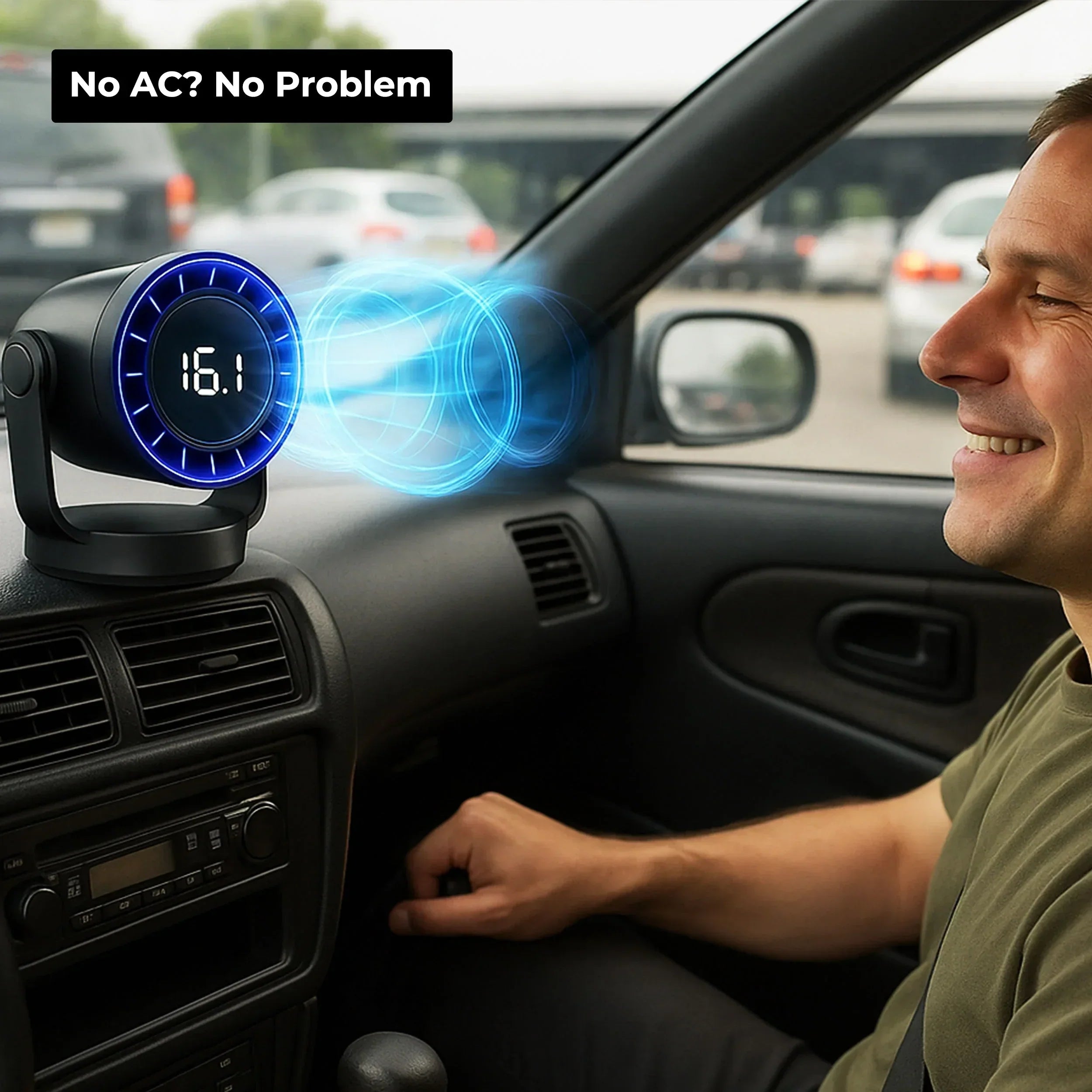 Turbo Cool Tragbare USB-Klimaanlage mit Verstellbarer Brise, Flüsterleisem Betrieb &amp; Faltbarem Design – Für Zuhause, Büro &amp; Auto