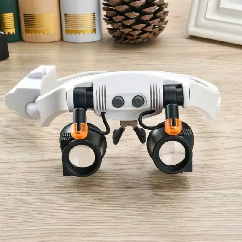 Juwelier Kopfband Vergrößerungsglas 8 Linse LED Licht Brille