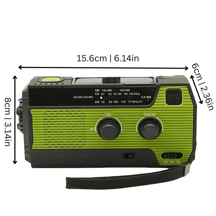 Notfallradio mit Taschenlampe, 4000mAh Akku, Solarladung, SOS-Alarm, AM/FM, USB &amp; Handkurbel