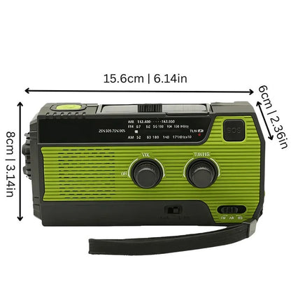 Notfallradio mit Taschenlampe, 4000mAh Akku, Solarladung, SOS-Alarm, AM/FM, USB &amp; Handkurbel