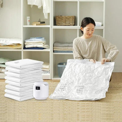 Vakuumbeutel Kleidung 75% Platzsparend – Wiederverwendbare Space Max Aufbewahrungsbeutel mit Turbo-Ventil, Doppelverschluss, Wasserdicht &amp; Luftdicht