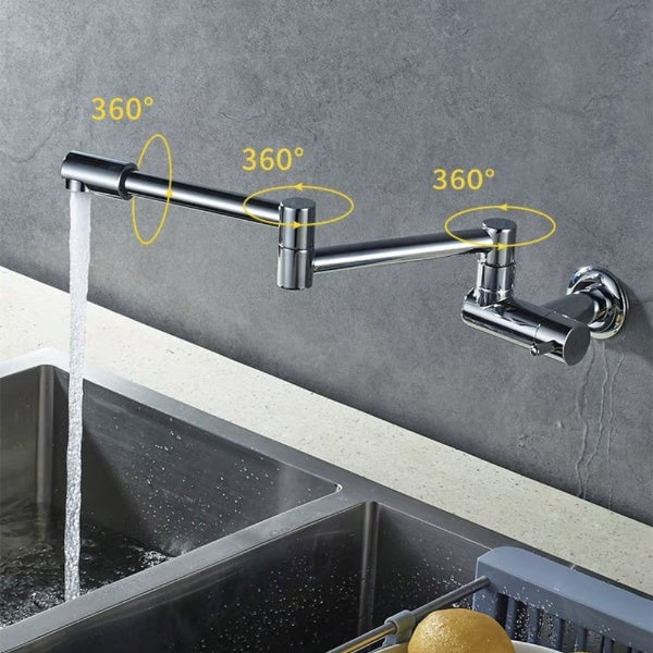 Wandmontierter klappbarer Chrom-Topfauffüller-Wasserhahn