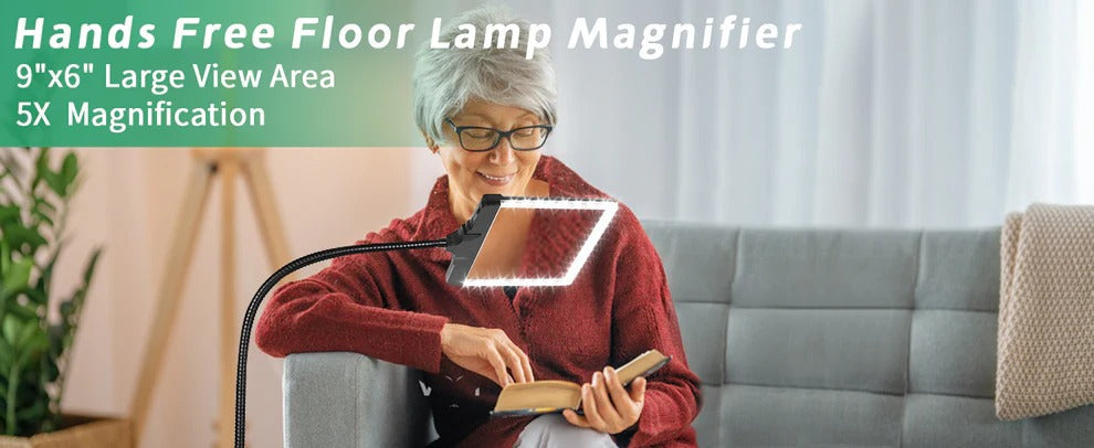 Stehlampe mit 3x Vergrößerungsglas und LED-Licht, flexibler Schwanenhals, 350 Lumen