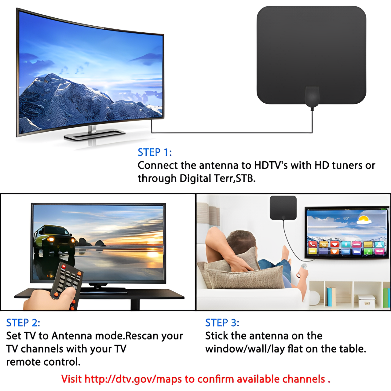 300 Miles Innen Digital Verstärkte HDTV Antenne W/ Signalverstärker