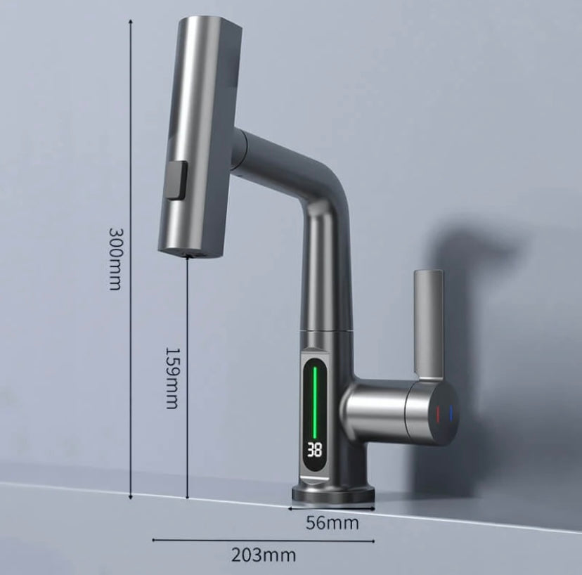 WaterMaster Flexibler LED Küche &amp; Bad Wasserhahn – 360° Schwenkbar, Herausziehbarer Schlauch &amp; 5 Sprühmodi