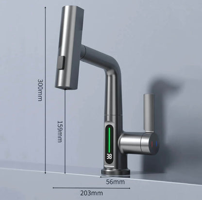 WaterMaster Flexibler LED Küche &amp; Bad Wasserhahn – 360° Schwenkbar, Herausziehbarer Schlauch &amp; 5 Sprühmodi