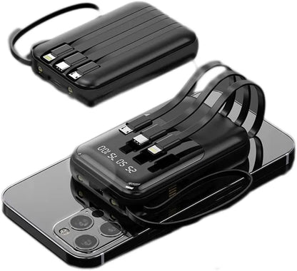 Externe Tragbare Batterie 10000mAh | Schnellladung und Eingebaute Kabel