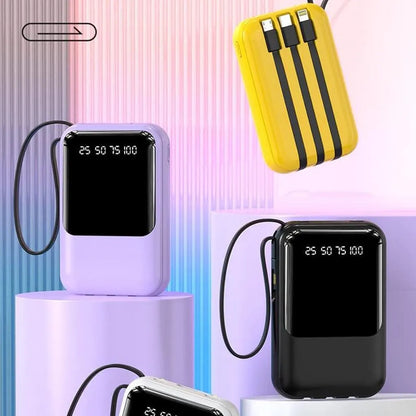 Externe Tragbare Batterie 10000mAh | Schnellladung und Eingebaute Kabel