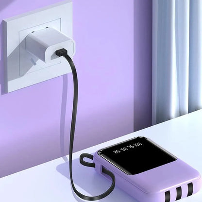 Externe Tragbare Batterie 10000mAh | Schnellladung und Eingebaute Kabel
