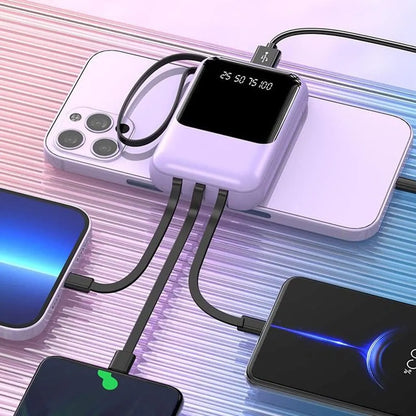 Externe Tragbare Batterie 10000mAh | Schnellladung und Eingebaute Kabel
