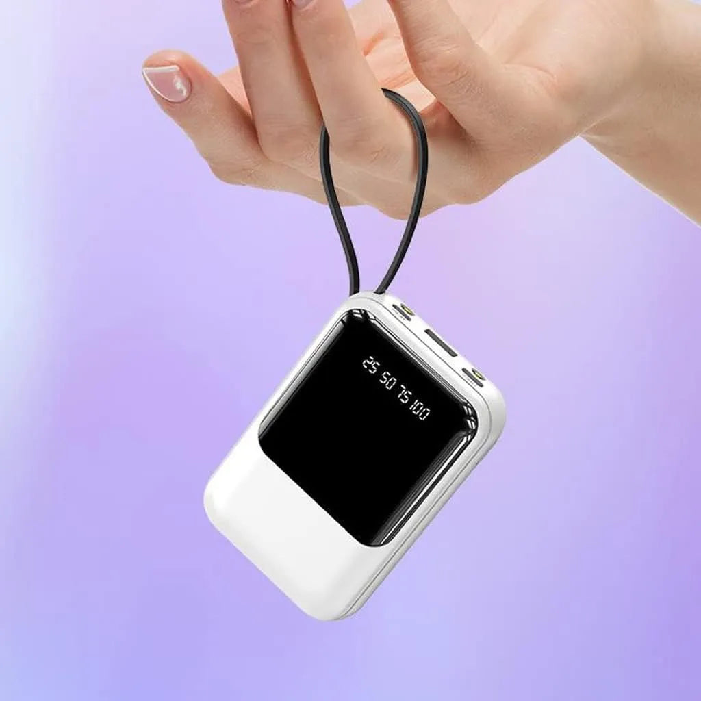 Externe Tragbare Batterie 10000mAh | Schnellladung und Eingebaute Kabel