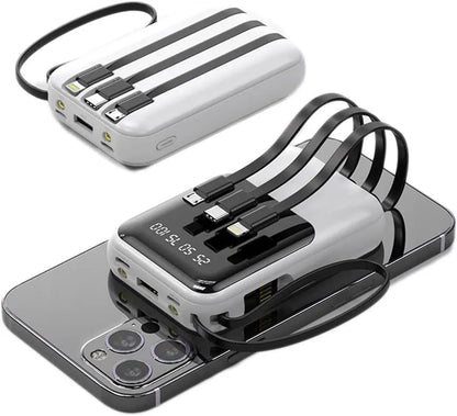 Externe Tragbare Batterie 10000mAh | Schnellladung und Eingebaute Kabel