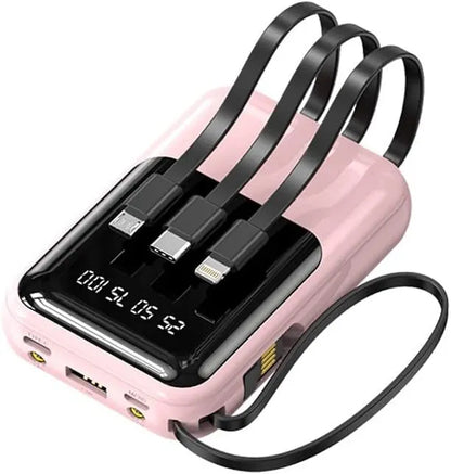 Externe Tragbare Batterie 10000mAh | Schnellladung und Eingebaute Kabel
