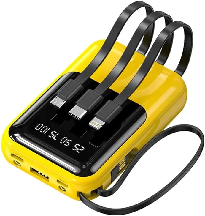 Externe Tragbare Batterie 10000mAh | Schnellladung und Eingebaute Kabel