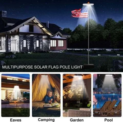 Solar-Flaggenmastleuchte mit 26 LEDs – 700 Lumen, IP67, Dämmerungssensor &amp; 6000mAh Akku