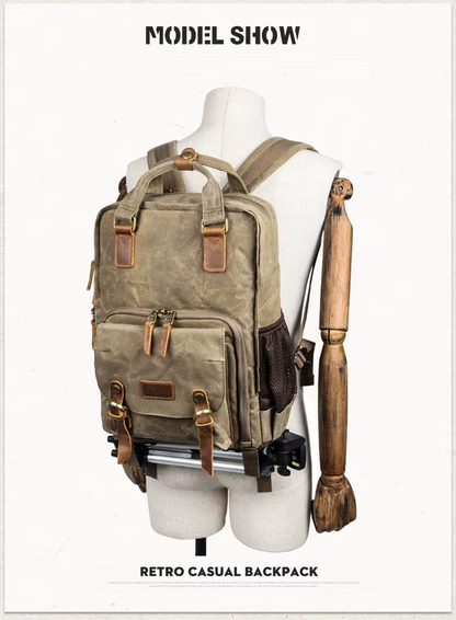 Wasserdichter gewachster Canvas-Kamera-Rucksack