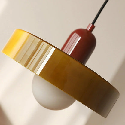 Bauhaus Pendelleuchte aus Farbglas