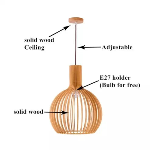 Holz-Vogelkäfiglampe - Kreative Holz-Pendelleuchte