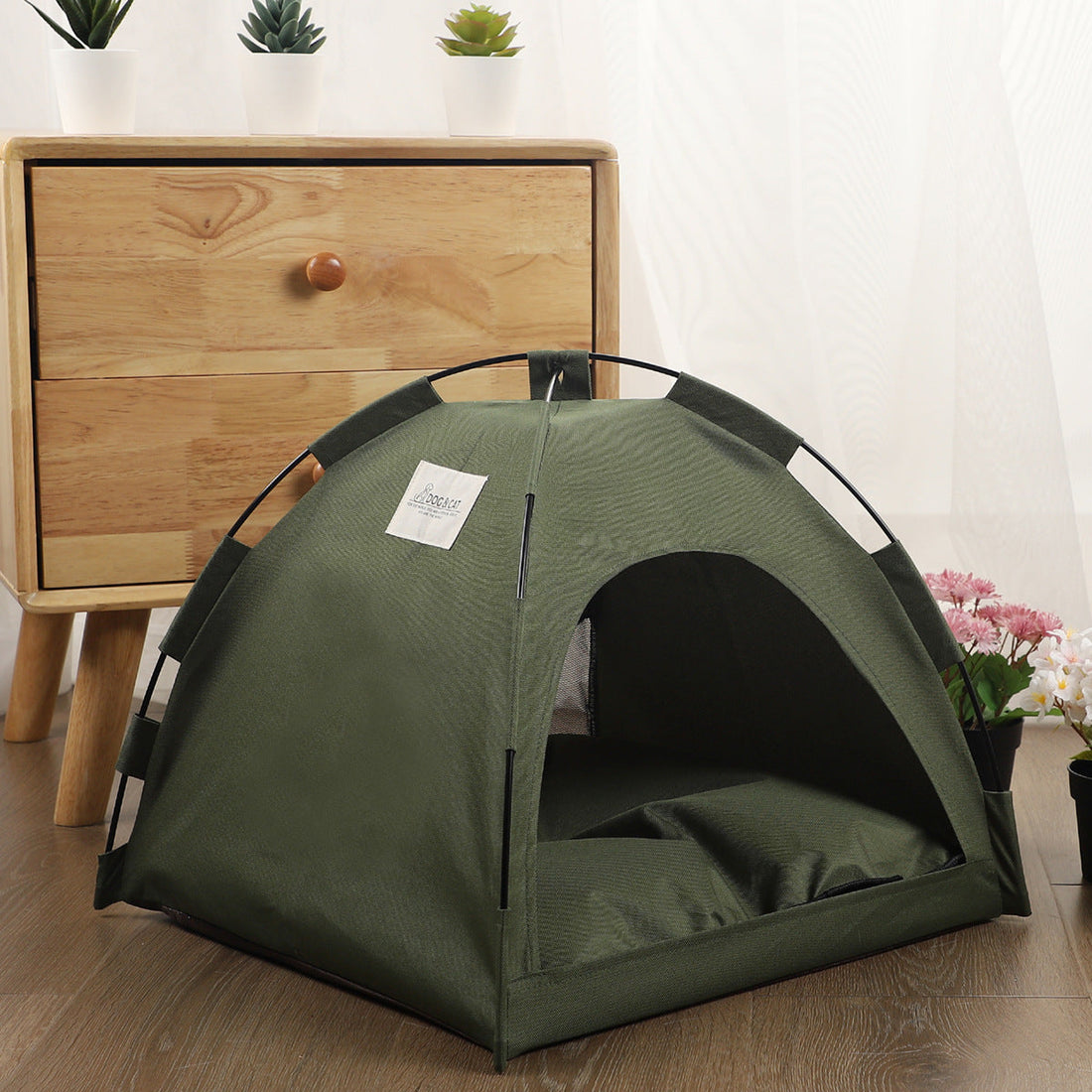 Kühlendes Katzenzelt - Katzenbett für den Sommer - Grau/Grün