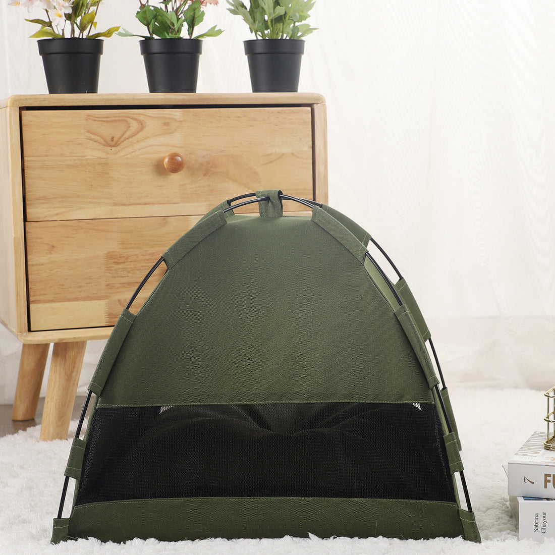Kühlendes Katzenzelt - Katzenbett für den Sommer - Grau/Grün