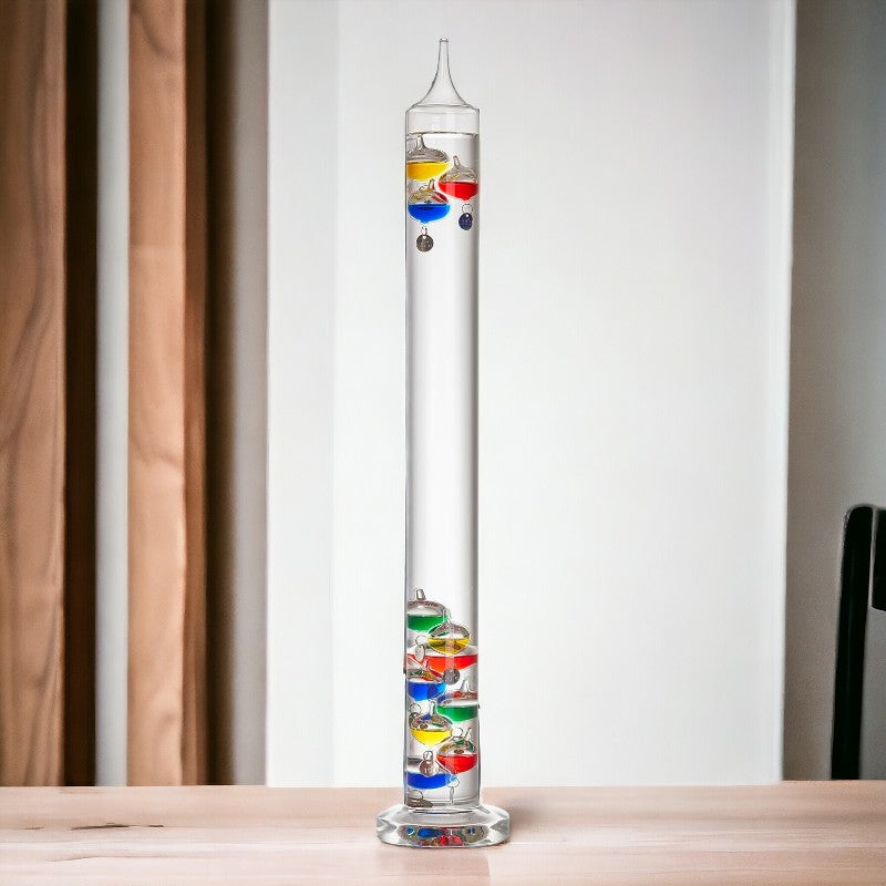 Galileo-Thermometer mit schwebenden Glas-Glühbirnen - Dekorative Temperaturmessung für Zuhause &amp; Bürodekoration