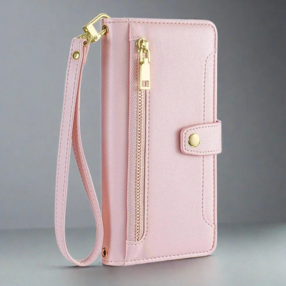 Leder Crossbody iPhone Wallet Hülle | Kartenhalter mit Reißverschluss