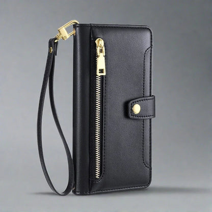 Leder Crossbody iPhone Wallet Hülle | Kartenhalter mit Reißverschluss