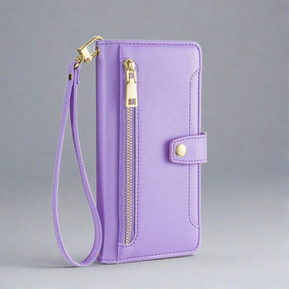 Leder Crossbody iPhone Wallet Hülle | Kartenhalter mit Reißverschluss