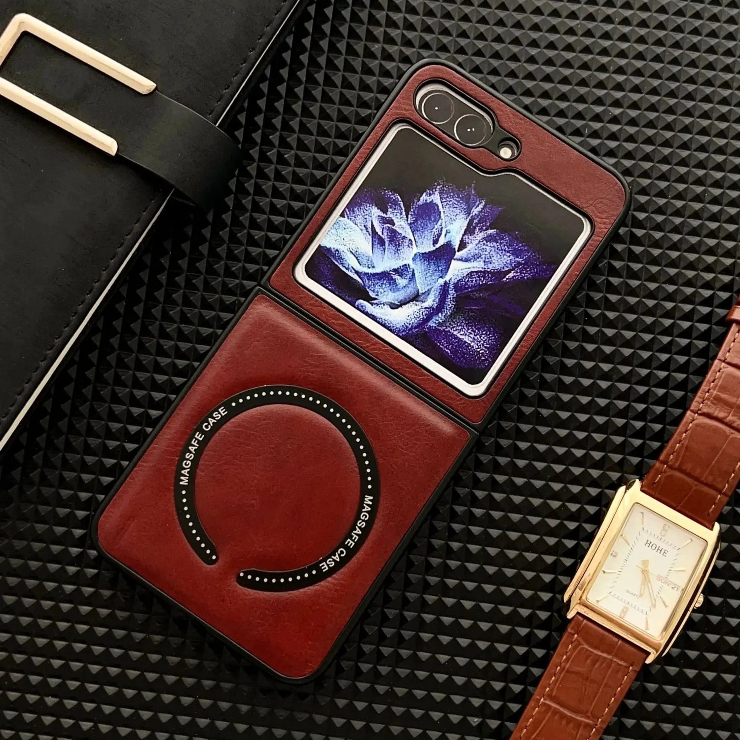 Leder Magnetische Samsung Z Flip Wireless Charging Case