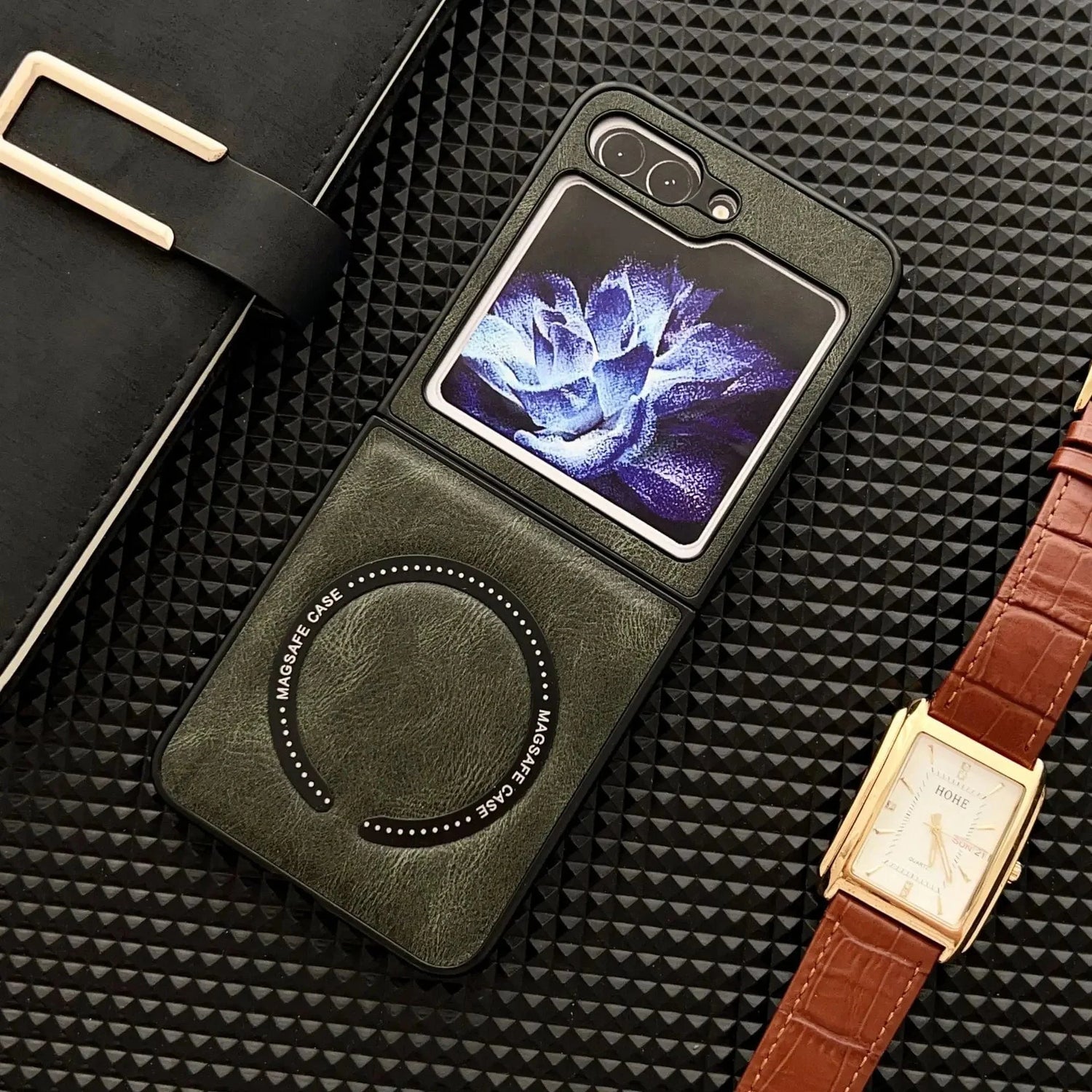 Leder Magnetische Samsung Z Flip Wireless Charging Case