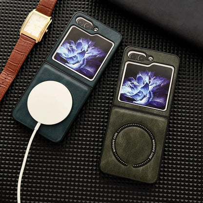 Leder Magnetische Samsung Z Flip Wireless Charging Case