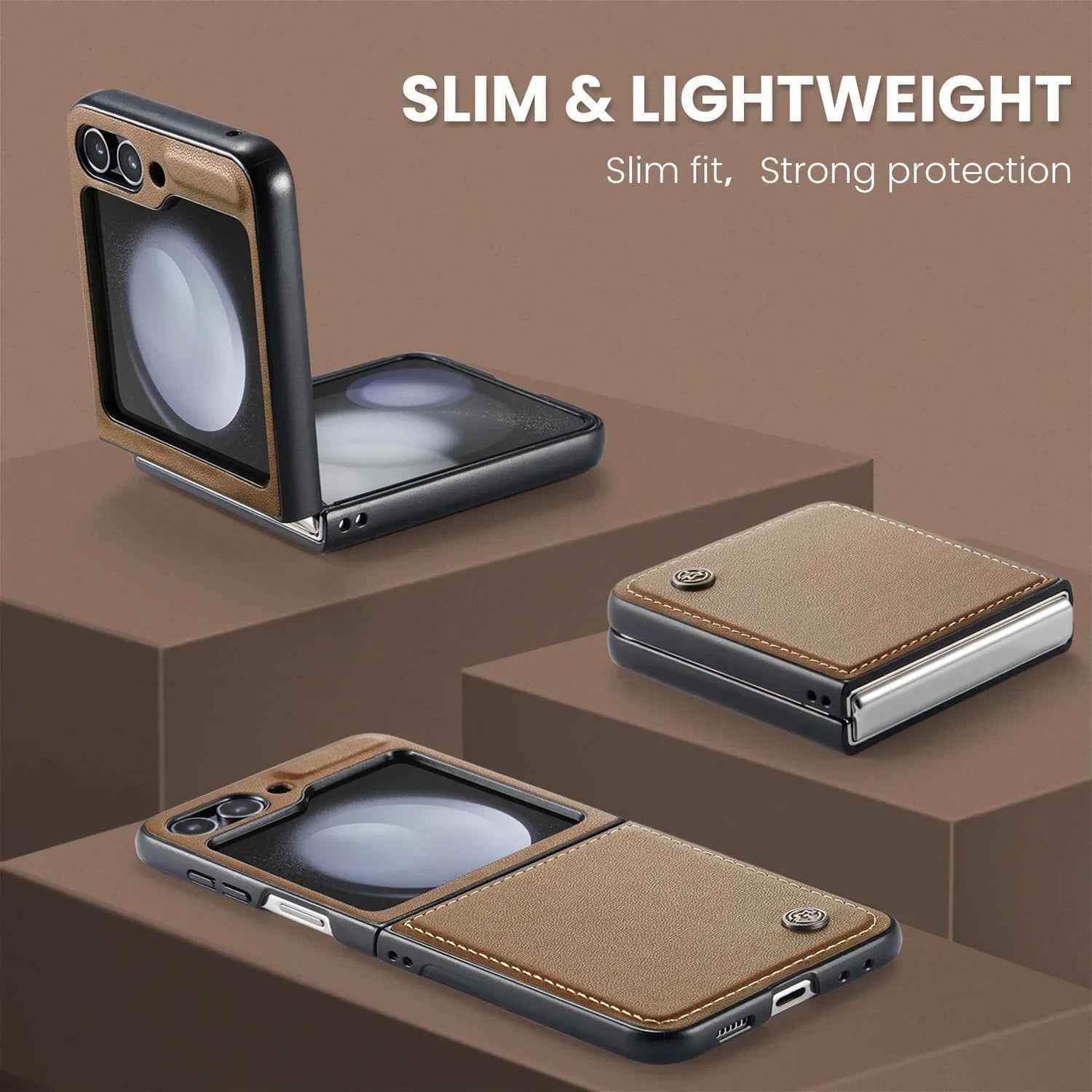 Leder Samsung Z Flip 5 Hülle | Stylische Stoßfeste Abdeckung
