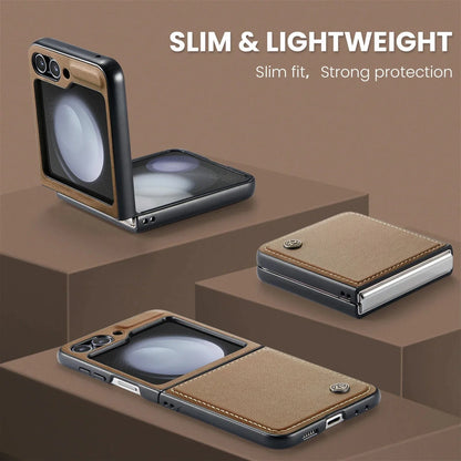 Leder Samsung Z Flip 5 Hülle | Stylische Stoßfeste Abdeckung
