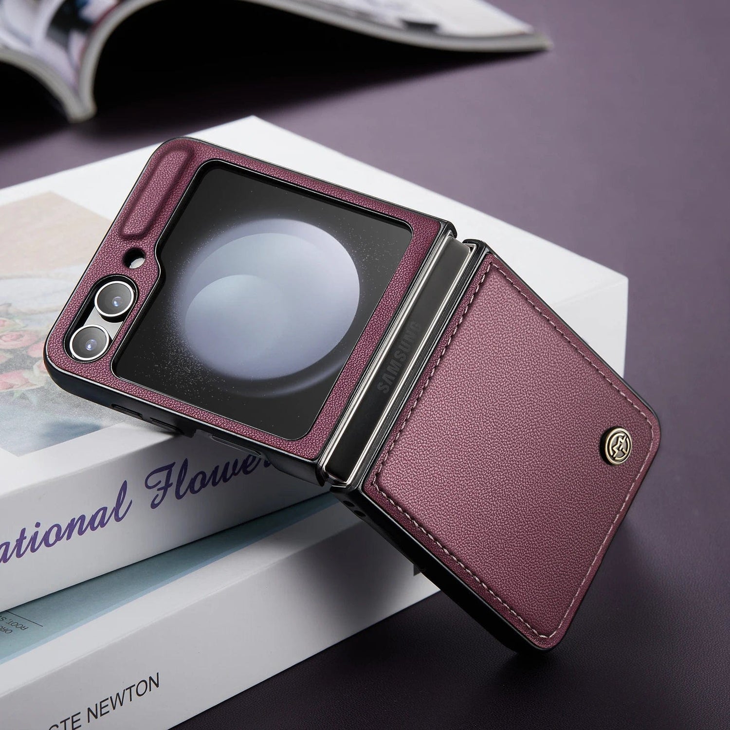 Leder Samsung Z Flip 5 Hülle | Stylische Stoßfeste Abdeckung