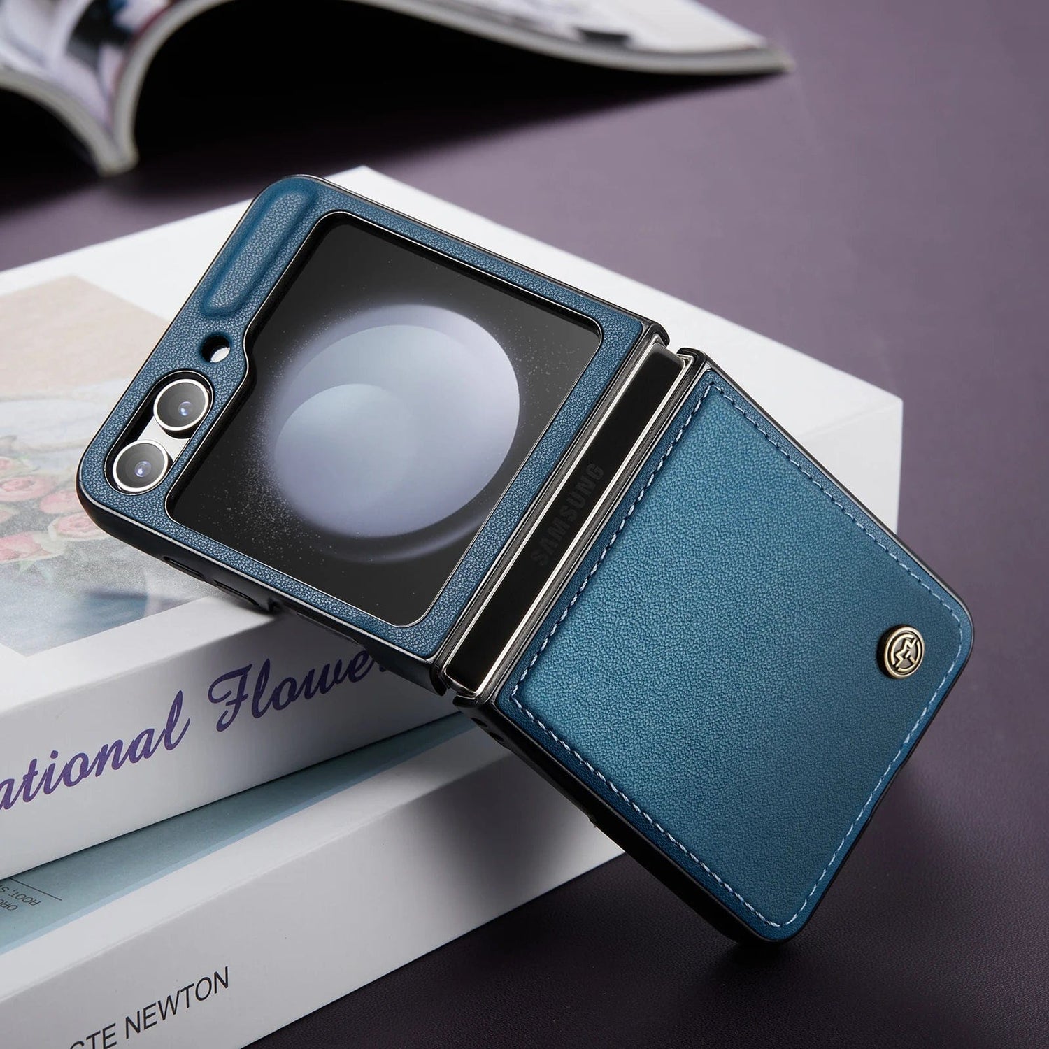 Leder Samsung Z Flip 5 Hülle | Stylische Stoßfeste Abdeckung