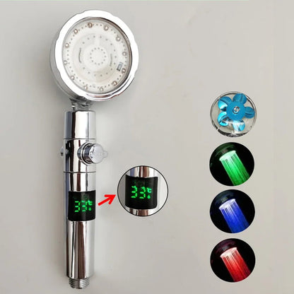 LED-Temperatur-Digital-Duschkopf – Hochdruck-Regenschauer mit Temperaturanzeige und farbwechselndem Ventilator für ein luxuriöses Spa-ähnliches Erlebnis