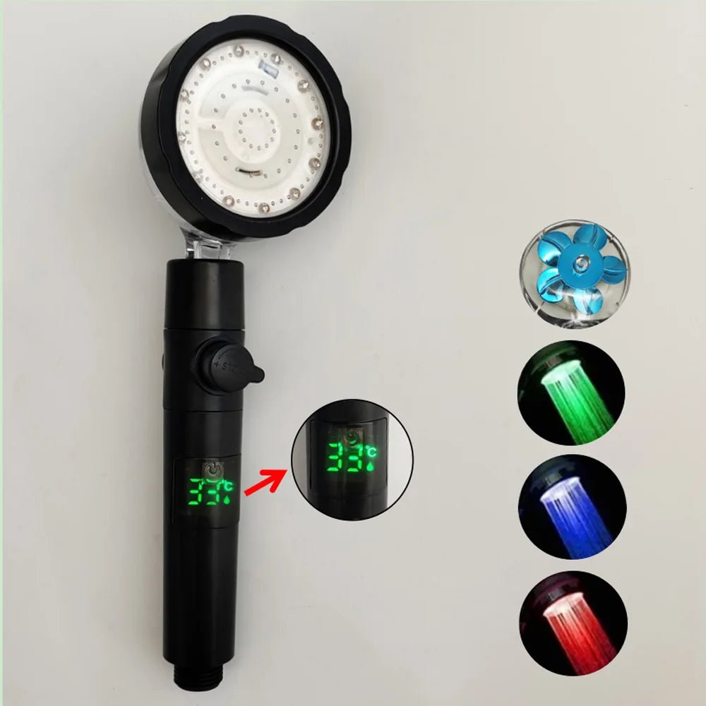 LED-Temperatur-Digital-Duschkopf – Hochdruck-Regenschauer mit Temperaturanzeige und farbwechselndem Ventilator für ein luxuriöses Spa-ähnliches Erlebnis