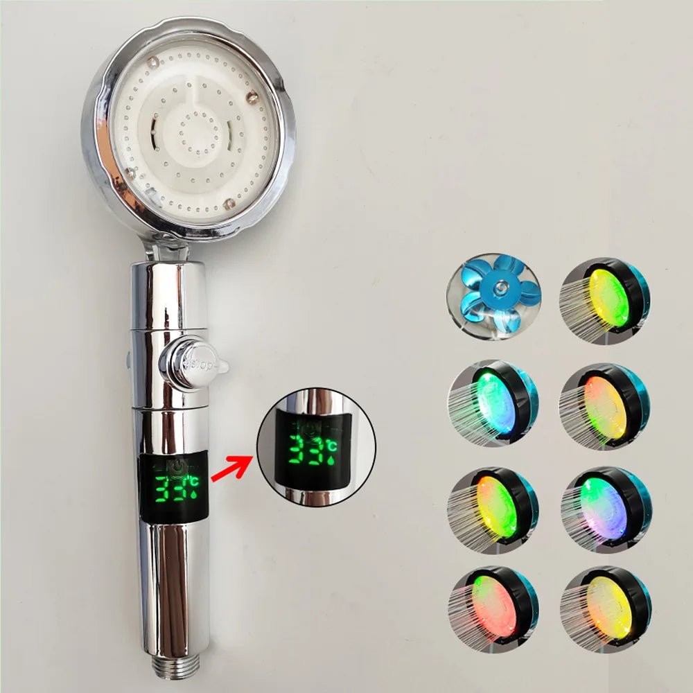 LED-Temperatur-Digital-Duschkopf – Hochdruck-Regenschauer mit Temperaturanzeige und farbwechselndem Ventilator für ein luxuriöses Spa-ähnliches Erlebnis
